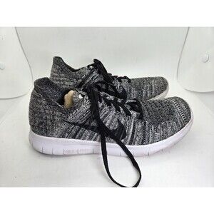 Nike Free RN Flyknit Shoes Women's 7 Black White Oreo Running Athletic Sneakers